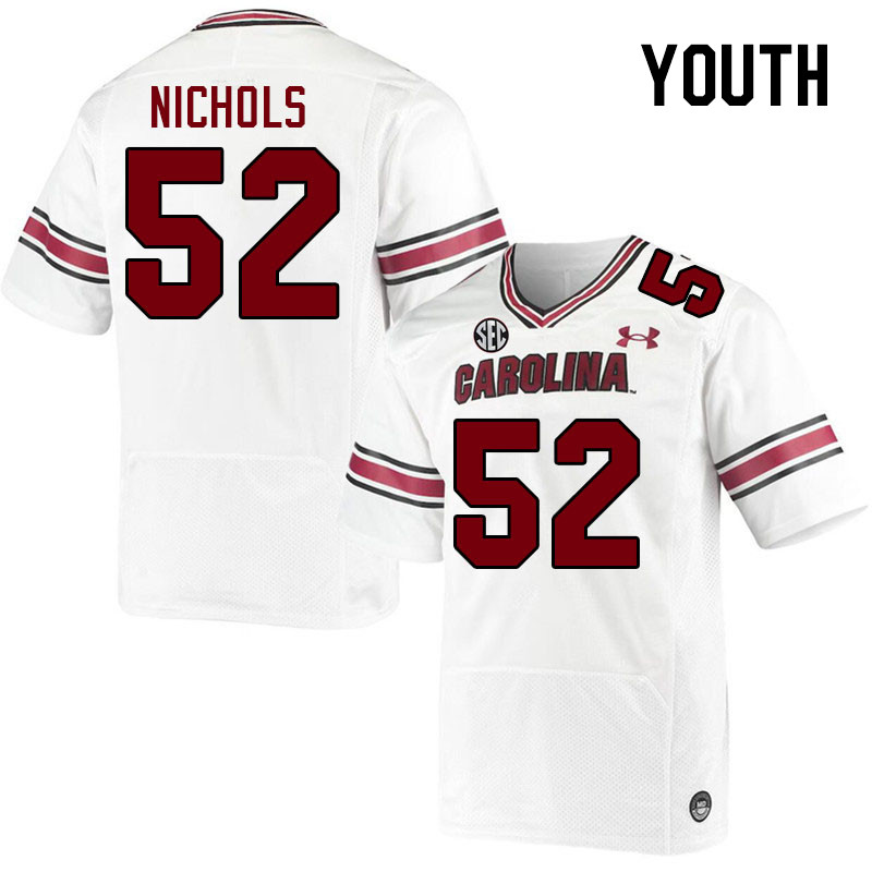 Youth #52 Jaylen Nichols South Carolina Gamecocks 2023 College Football Jerseys Stitched-White